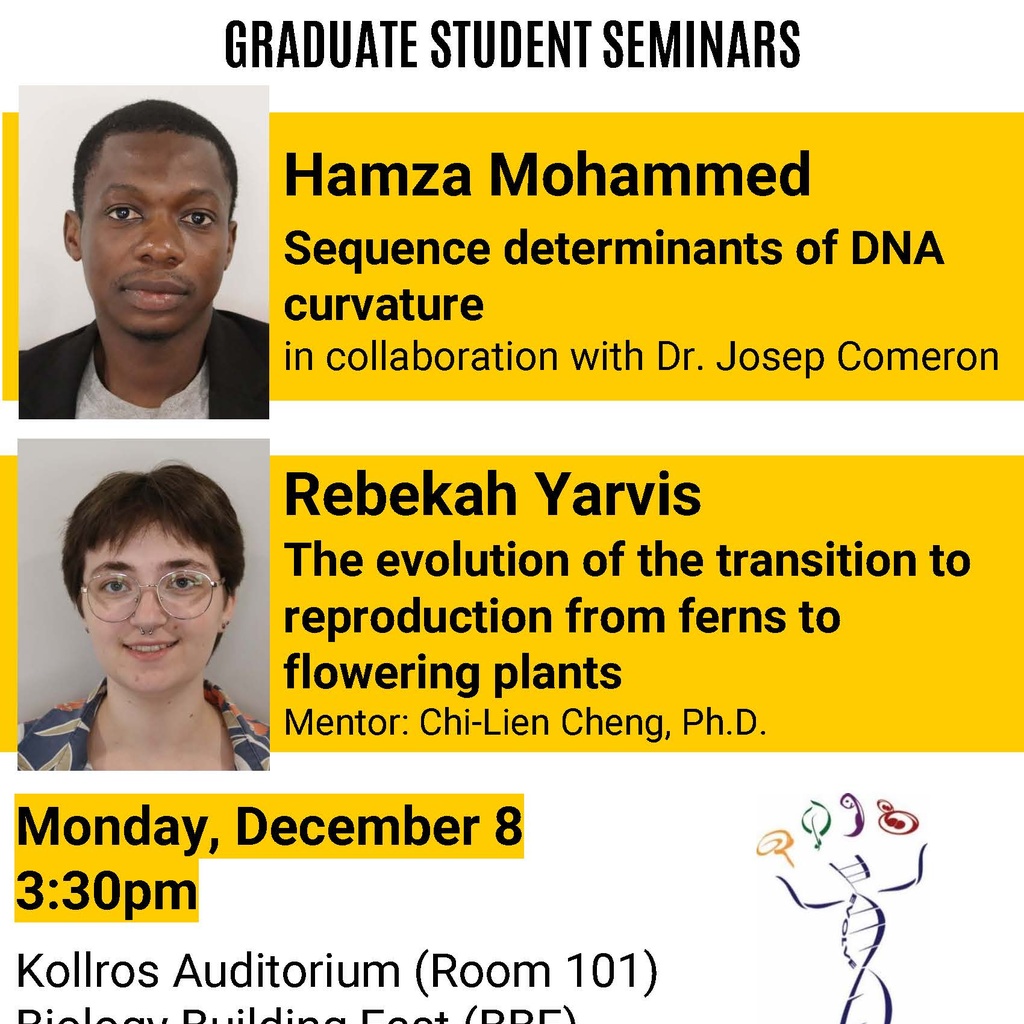 Biology Graduate Student Seminar (Hamza Mohammed): "Sequence determinants of DNA curvature" promotional image